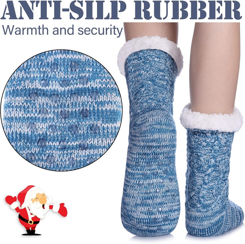 LINEMIN Womens Slipper Socks Winter Warm Fleece Lined Socks Cozy Soft Thick Fuzzy Non Slip Indoor Christmas Socks - Image 3